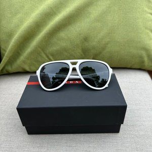 PRADA white aviator sunglasses